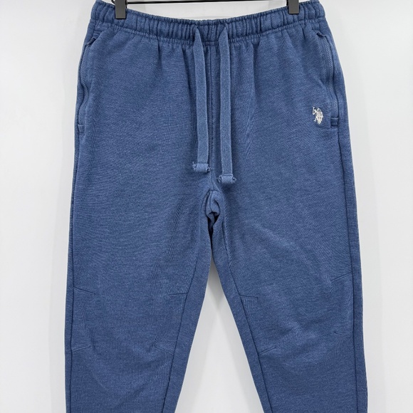 US Polo Assn Joggers Men Medium Blue Fleece Sweatpants Pony Elastic Drawstring - Picture 2 of 12